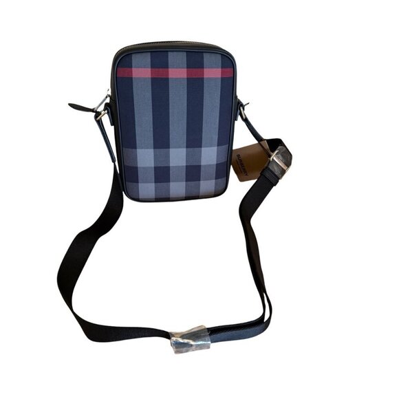 Burberry Paddy Crossbody IP Check Bag, Navy/Red with black leather - Picture 4 of 16